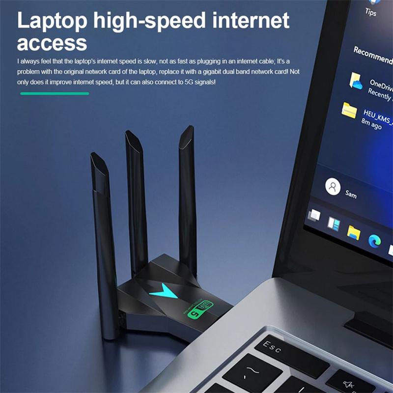 1300Mbps Usb Wifi Adapter Dual Band 2.4G 5Ghz Wireless Network Card Wi-Fi Dongle Signal Receiver For Pc Win7/10/11 Driver Free