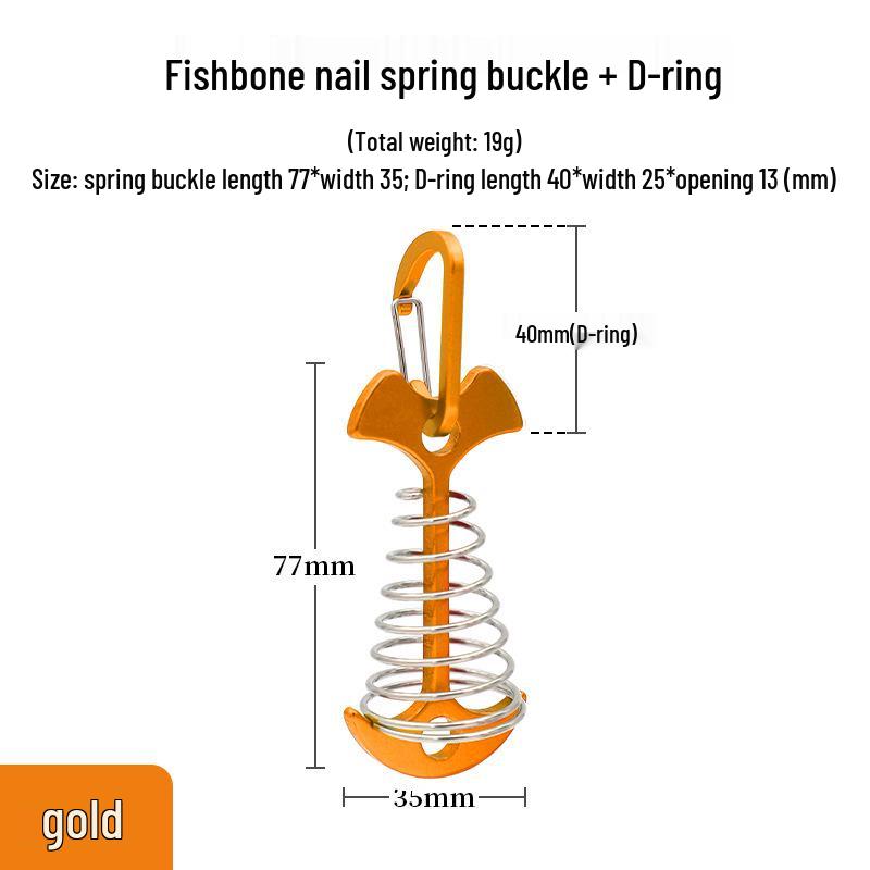 

Spring Fishbone Tent Pegs: Outdoor Camping Accessories for Securing Ropes and Awnings on Ground or Deck