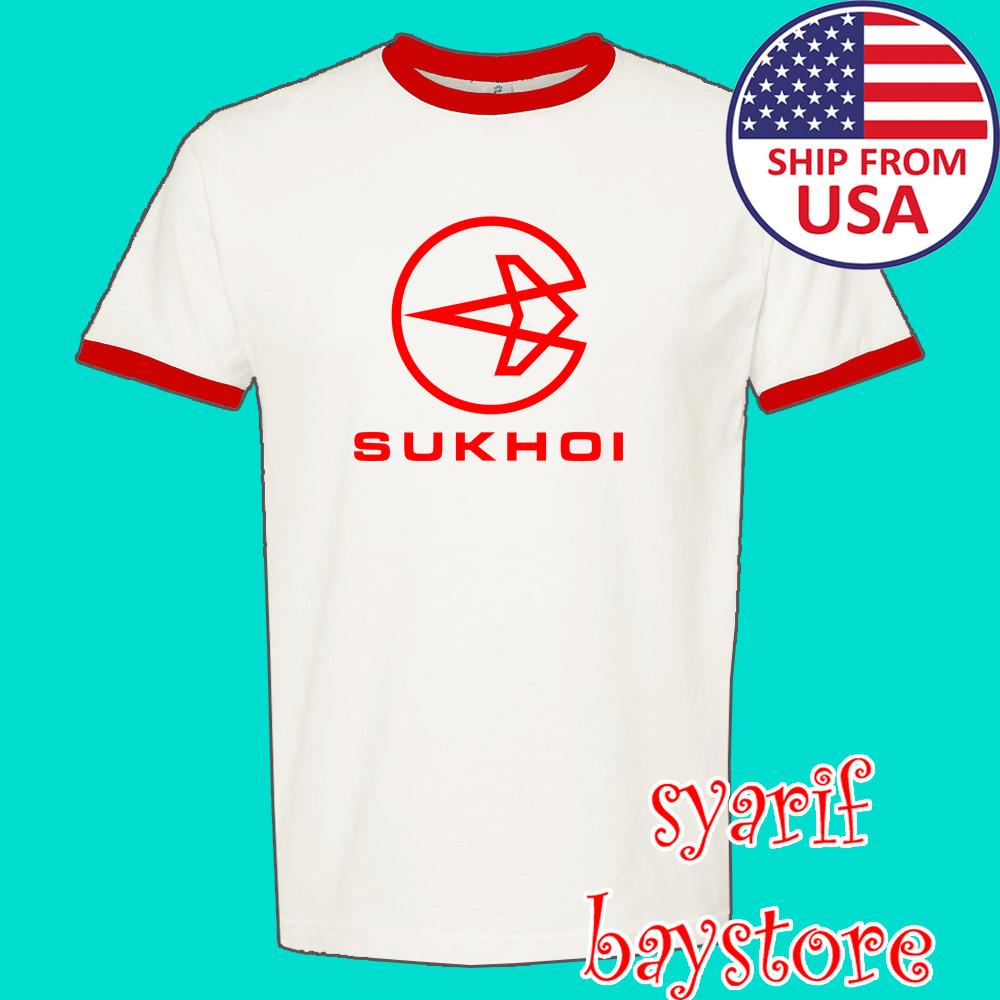 

Sukhoi Russian Aircraft Men#039;s Ringer Red Size S to 3XL Unisex T-Shirt S