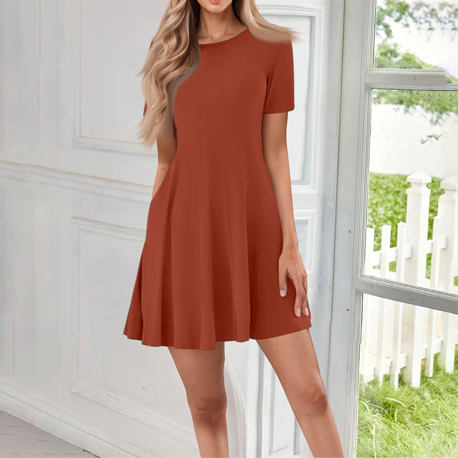 

Женское повседневное модное круглое платье с коротким рукавом и короткими рукавами XL