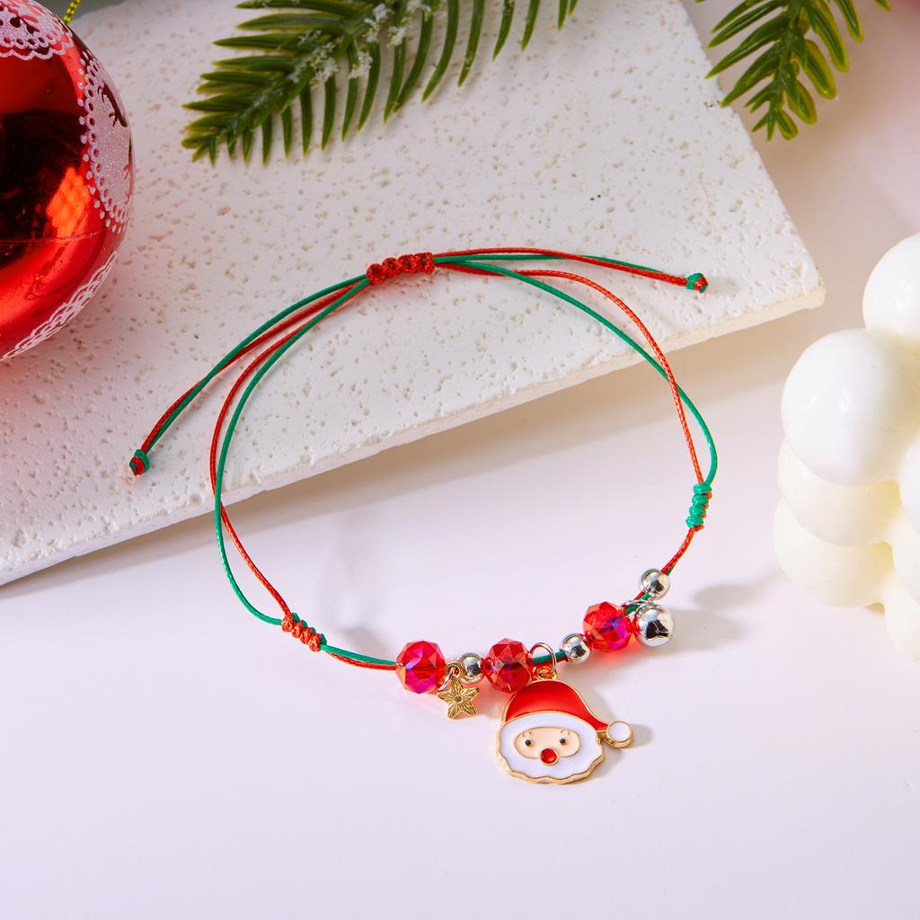 Trendige Weihnachten geflochtene Armbänder für Damen Herren Niedlicher Weihnachtsmann Mondglocken Anhänger Armbänder Schüler Neujahr Schmuck Geschenke