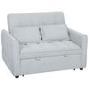 2 Seater Sofa Bed, 3-in-1 Convertible Sleeper Sofa with Click-clack Adjustable Backrest and 2 Pillows, Light Grey