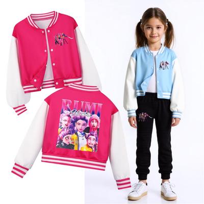 Kinder Mädchen Anime Cartoon Kpop Dämonenjäger Rumi Zoey Mira Bedruckte Lässige Langarm Baseballjacke Mantel