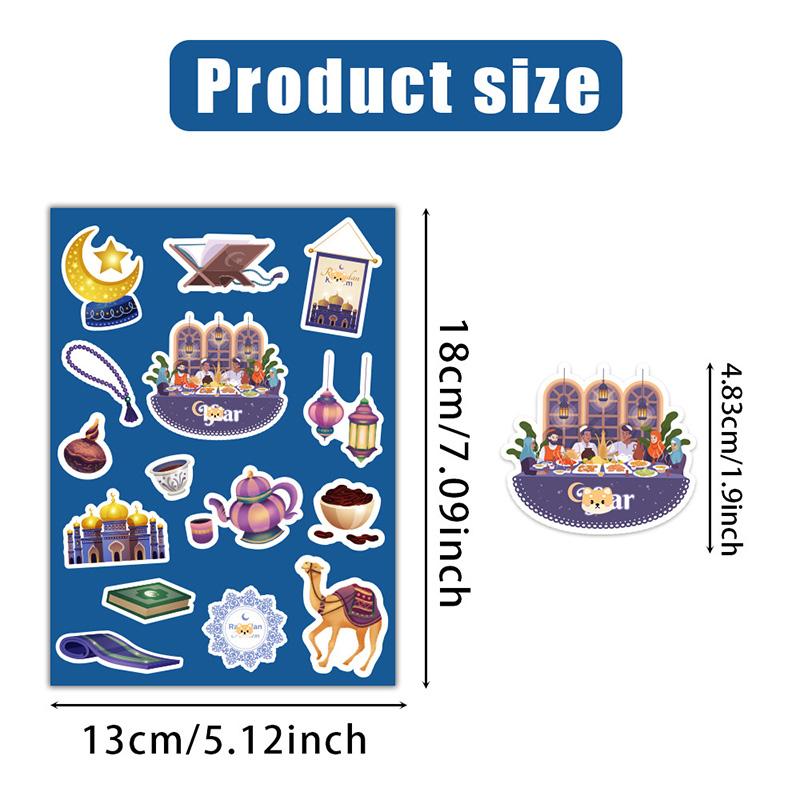 10sheets Eid Mubarak Decoration DIY Stickers Islamic Muslim Gift Bag Box Sealing Sticker Labels Ramadan Kareem Party Supplies
