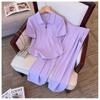 Plus Sizepolo Collar Short Sleeved T-shirt Top Wide Leg Pants Two-piece Set Elegant Women's Casual Temperament Set