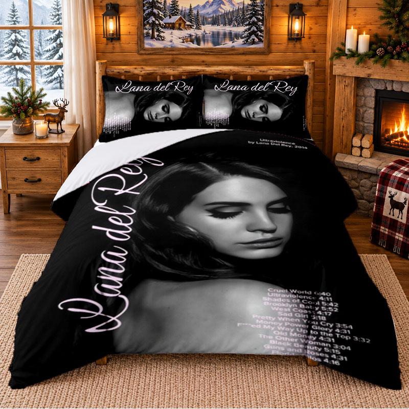 Lana Del Rey Pattern Bedding 3Pcs Set Bed Sheet And Pillowcases For Indoor Bedroom