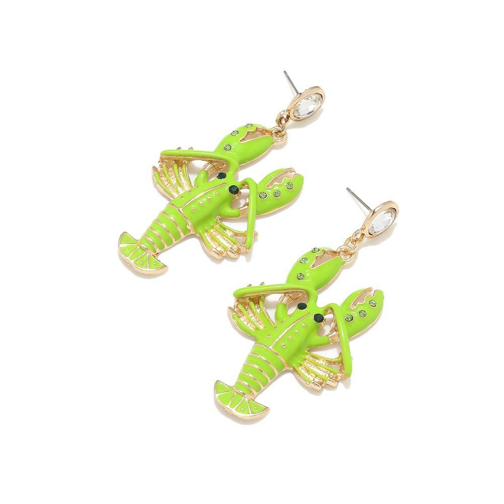 Rhinestone Enamel Stud Earrings Creative Bohemian Dangle Earring Cute Lobster Earrings  Holiday