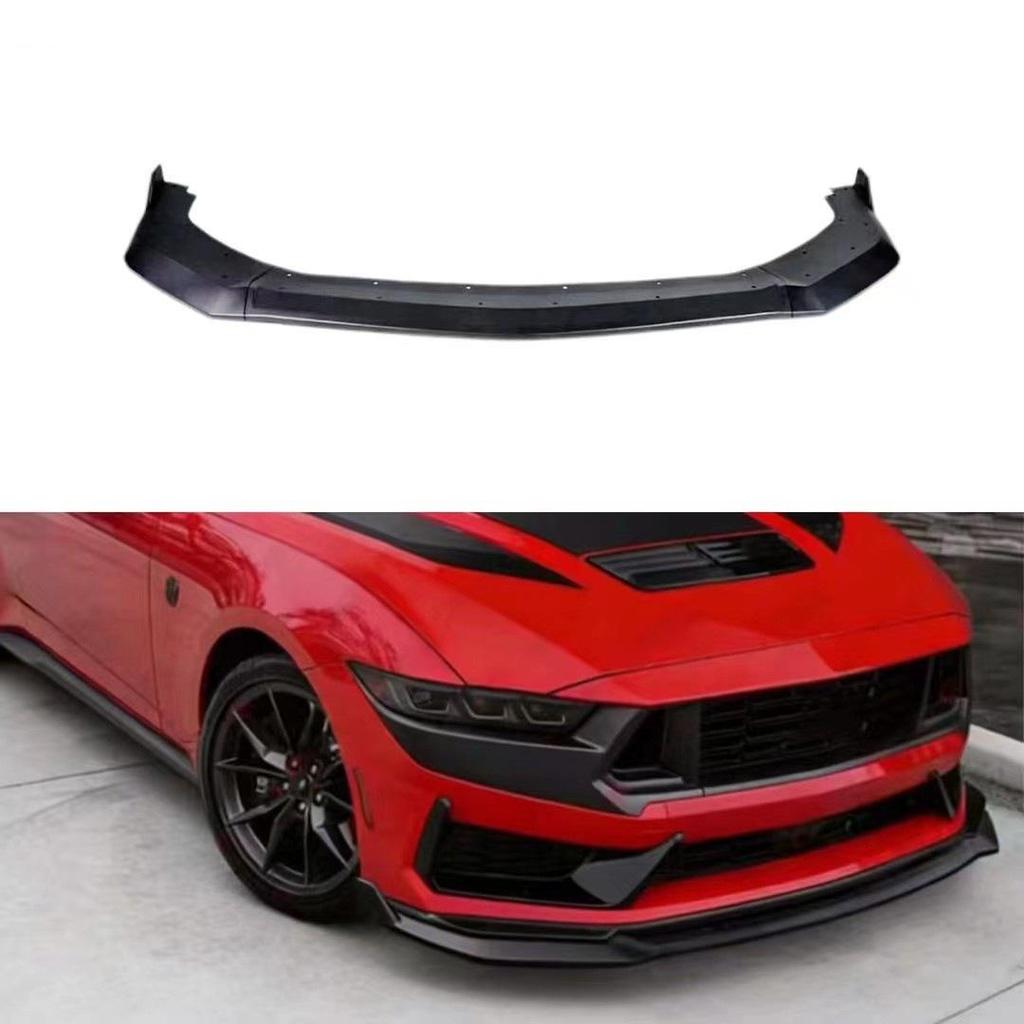 24V Mustang Three-Stage Front Lip & Rear Spoiler Body Kit, Bright Black Carbon Fiber Pattern