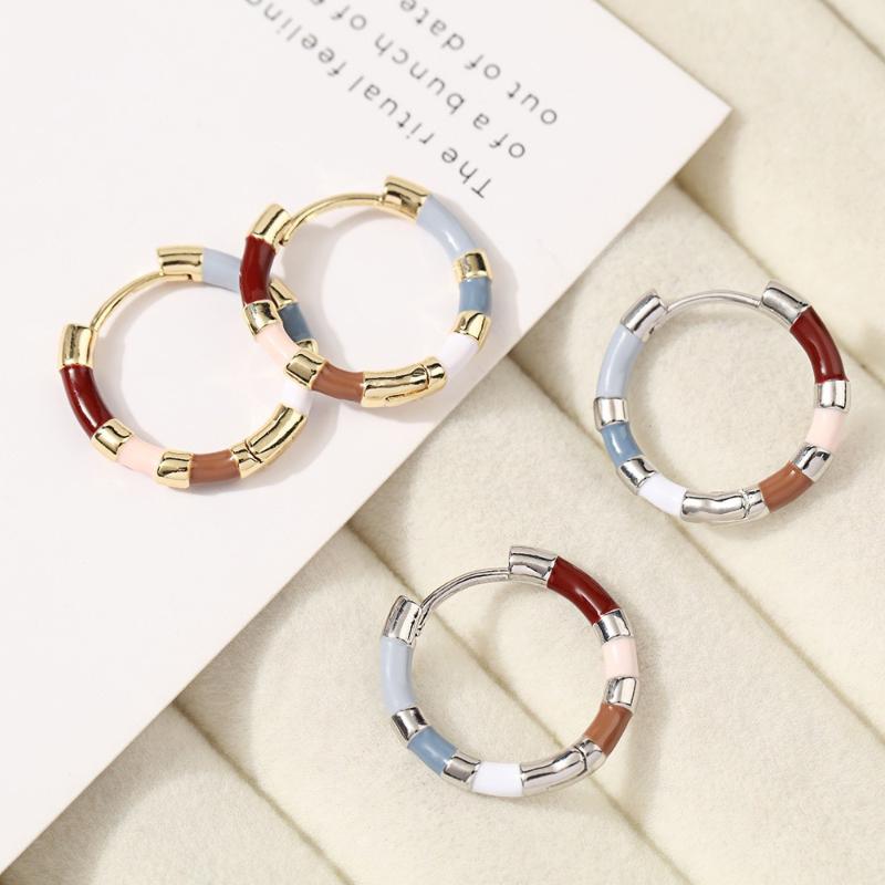 Korean Fashion Colorful Enamel Mini Metal Round Hoop Earrings For Women Daily Wear Party Sexy Sweet Ears Accessories