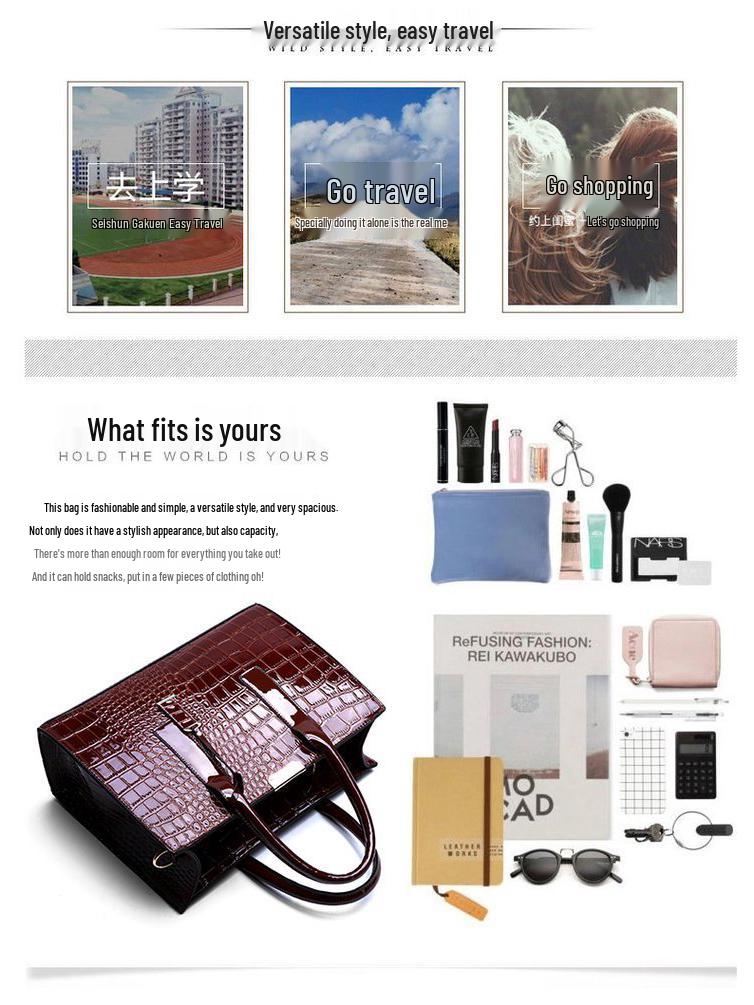 Europäische & Amerikanische Trendige Krokodilmuster Damenhandtasche - Einzelne Schulter & Umhänge-Tragetasche