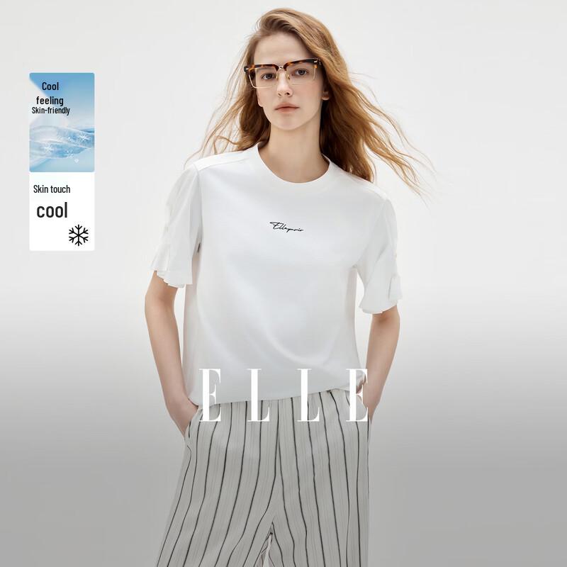 ELLE Women s Embroidered Loose Fit Short Sleeve T-Shirt S