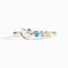 Huitan Dainty Heart and Colorful CZ Rings for Women Exquisite Sweet Girls Finger Accessories Chic Stylish Elegant Party Jewelry