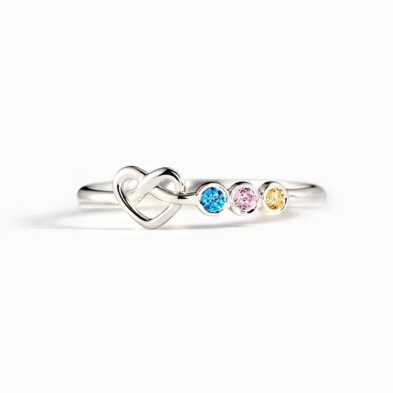 Huitan Dainty Heart and Colorful CZ Rings for Women Exquisite Sweet Girls Finger Accessories Chic Stylish Elegant Party Jewelry