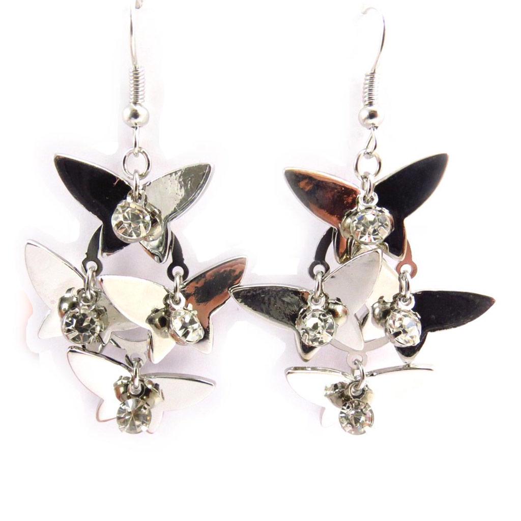 Les Trésors De Lily [J6724] - Boucles Créateur 'Papillons' argenté