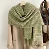 Korean version of the new atmosphere imitation cashmere plaid fringed scarf, men's and women's autumn and winter velvet thickened warm scarf