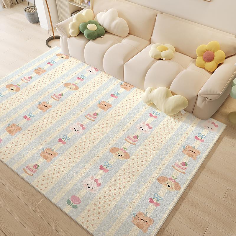 Rimmed Carpet Living Room Cartoon Girl Sofa Bedroom Care-Free Cozy Non-Slip Waterproof Bedside Rugs Home Decoration