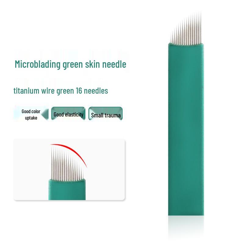 

16-Needle Shading Eyebrow Microblading Blades - Sharp Green Skin Tone