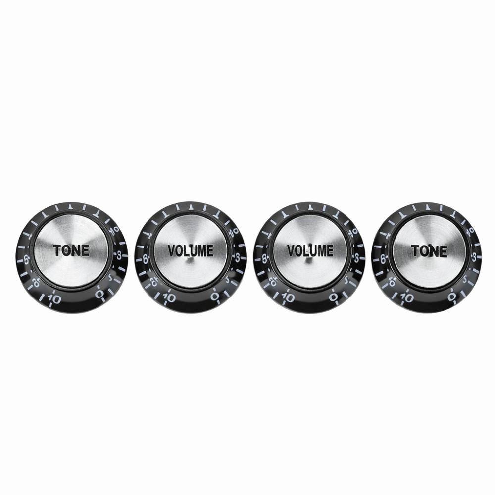 4Pcs Round design Guitar Tone Knobs Black Guitar Knobs Set  Electric Guitars