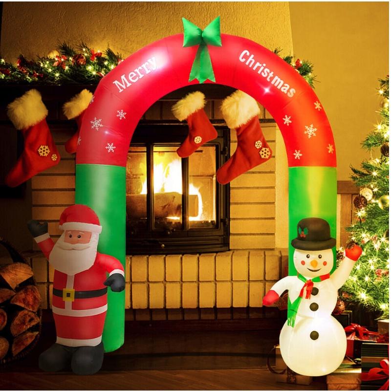 Festive Inflatable Christmas Decoration Glowing Santa Claus Snowman Gingerbread Man Yard Ornament