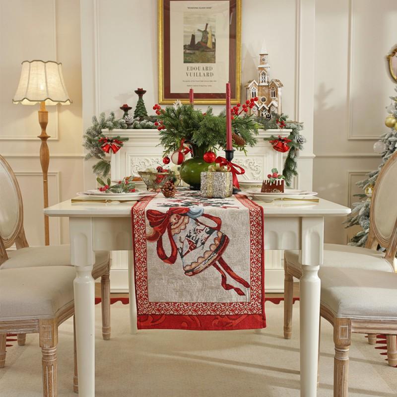 Christmas Table Runner Bed Scarf Woven Jacquard Decorative Cloth Dining Living Room