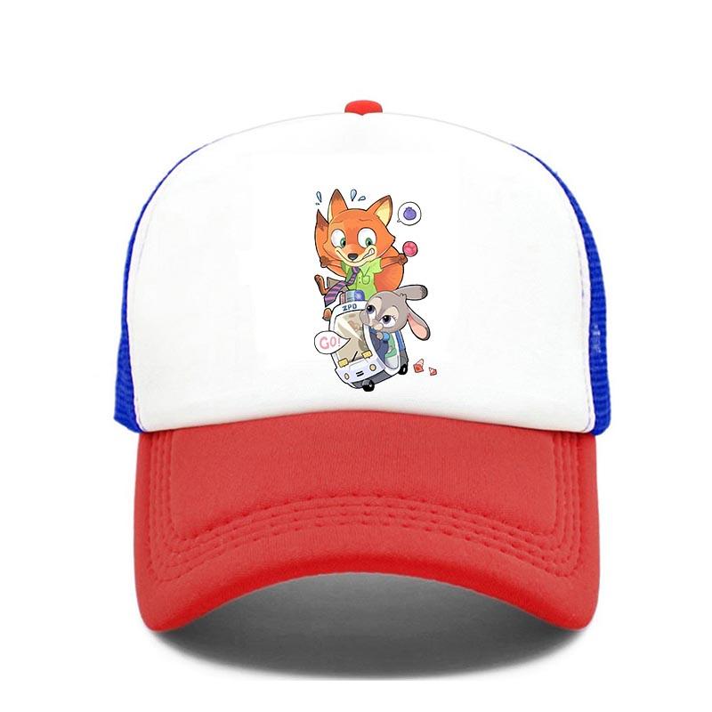 Cartoon Anime Print Baseball Cap Zootopia Judy Nick Sun Mesh Hat Men Women Adjustbale Summer Trucker Hat Outdoor Casual Golf Cap