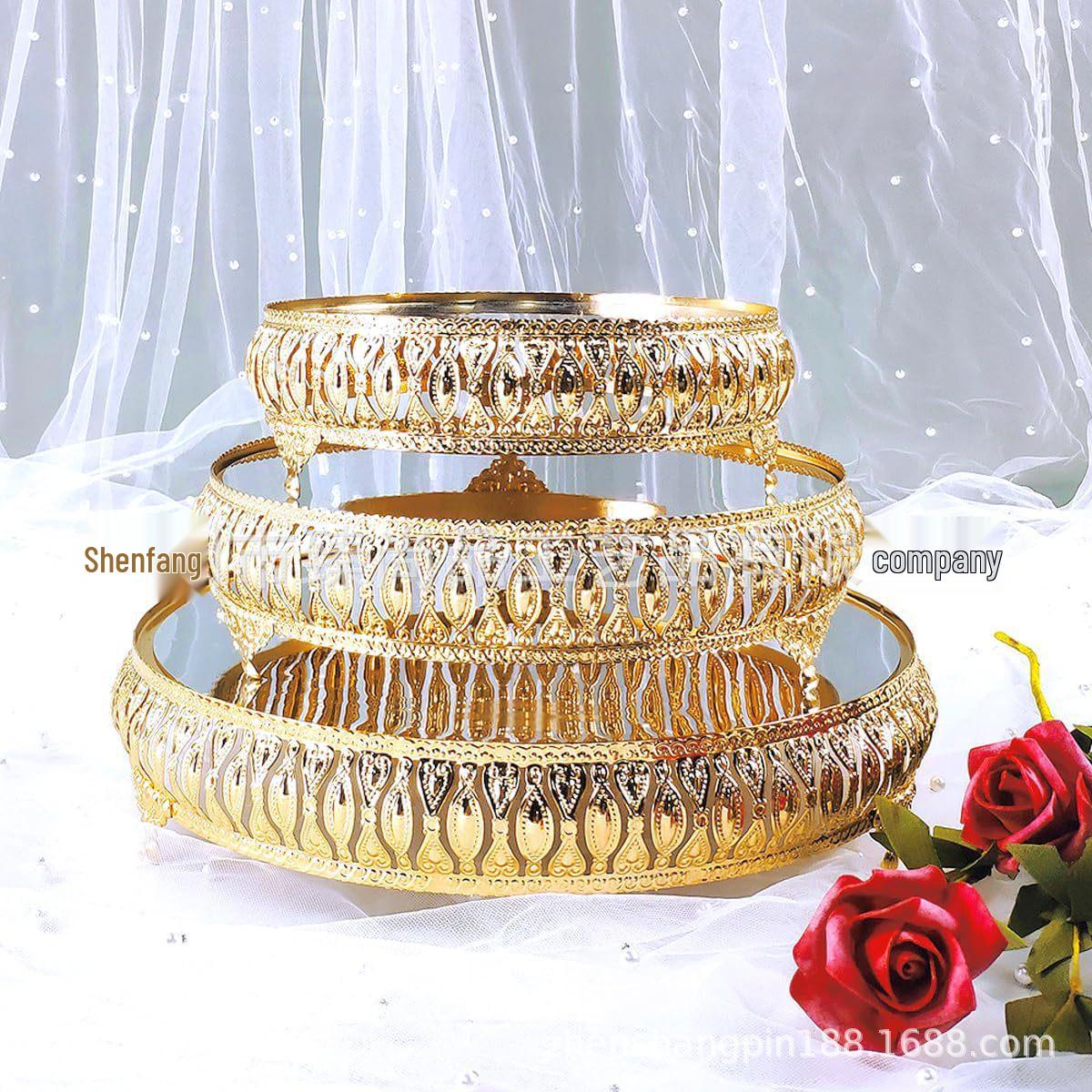 

Металлический поднос-зеркало в американском стиле: Настольный кофейный столик для хранения и стеклянная фруктовница для украшения выставочного зала 320mm золотой