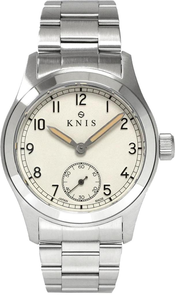 KNIS Varnish Made in Japan Zegarek Retro Military Zegarek Szkło szafirowe Wodoodporność 10 ATM Pasek ze stali nierdzewnej Złamana biel Męski KN003-WHSS