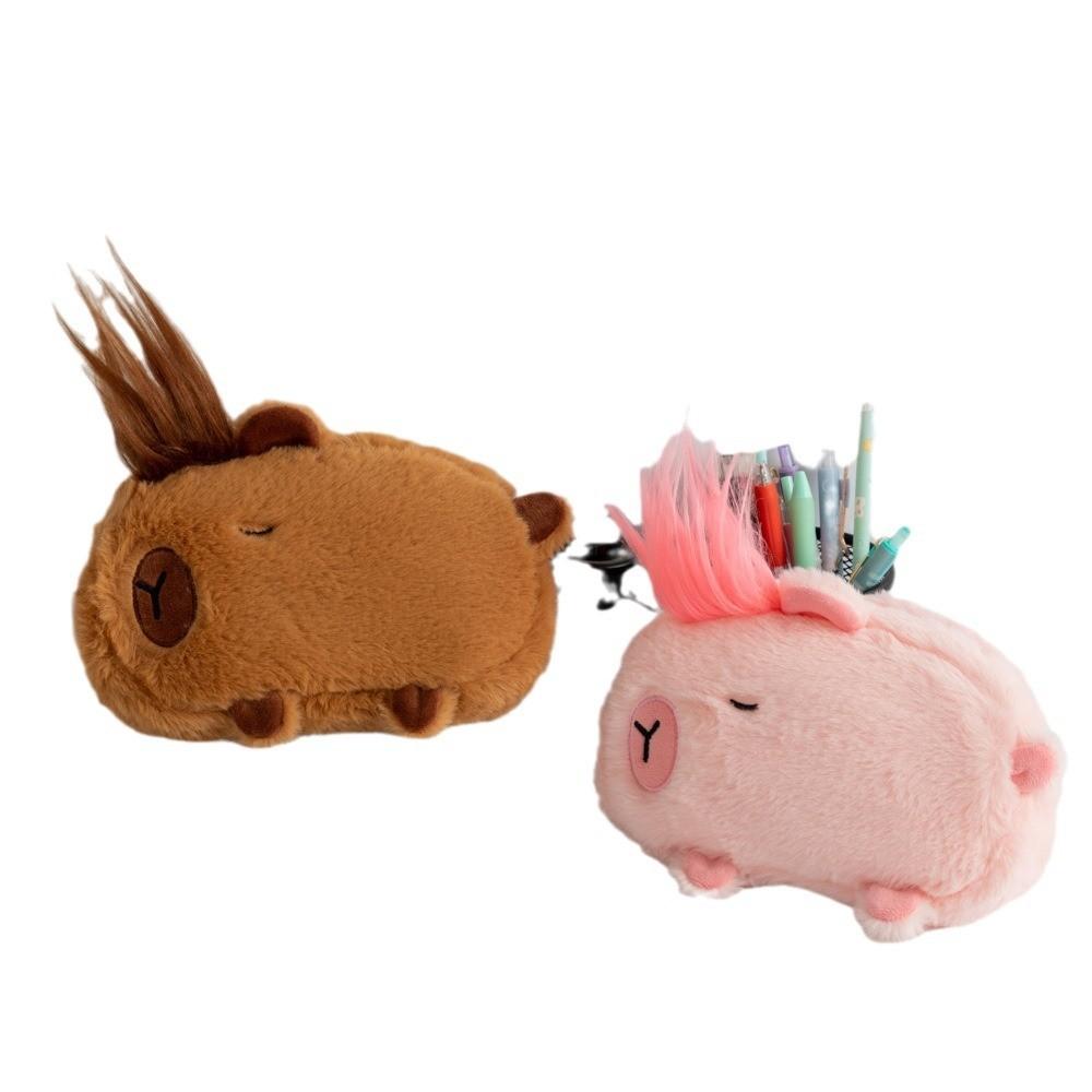 Capybara Plush Hair Pen Pouch With Creative Design For School Supplies And Gift