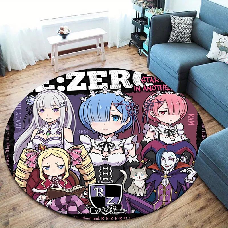 Re Zero Round Area Rug Carpet Rug For Living Room Bedroom Sofa Playroom Decor Nonslip Floor Mat