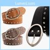 Streetwear Leather Women Rivets Belt With Alloy Metal Buckle For Use Daily