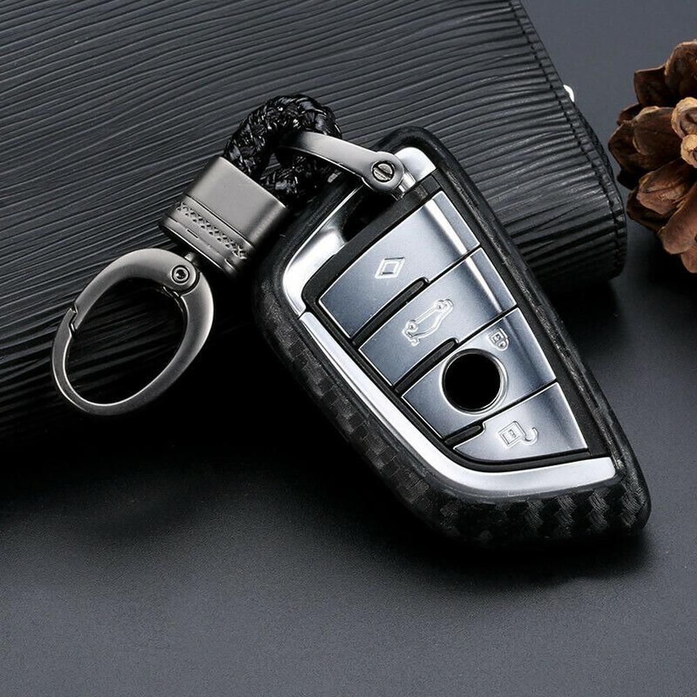 Carbon Fiber Silicone Remote Car Key Fob Case Cover Shell Keychain For BMW 3 5 7 Series X3 X5 X6 F10 F20 F15 F16 F30 G20 G30 G32