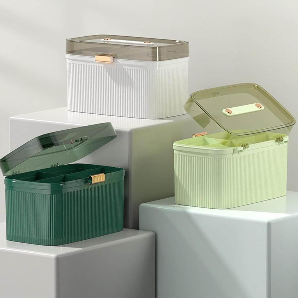 Zerodis Household Box,Portable Transparent Plastic Double Layer Medical Container First Aid Case Medical Case Family Box Organizer with Security Lock