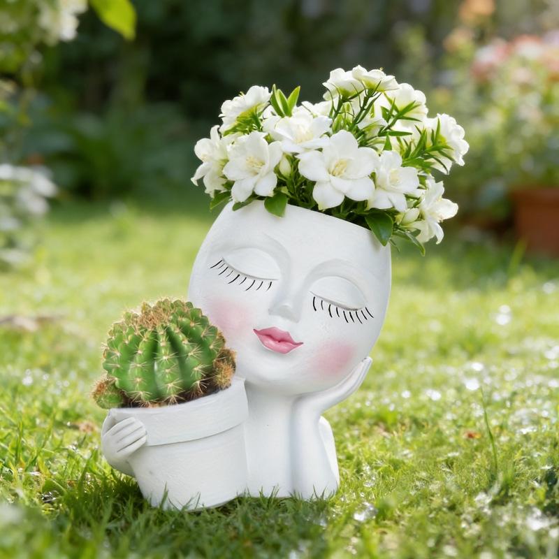 Style fairy support face holding pot flower pot desktop creative flower pot flower device succulent plant placement container