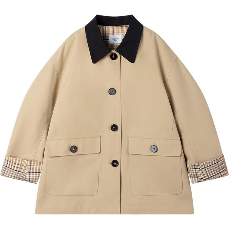 Mucmukn Girls Plaid Patchwork Academy Style Windbreaker Jacket 130