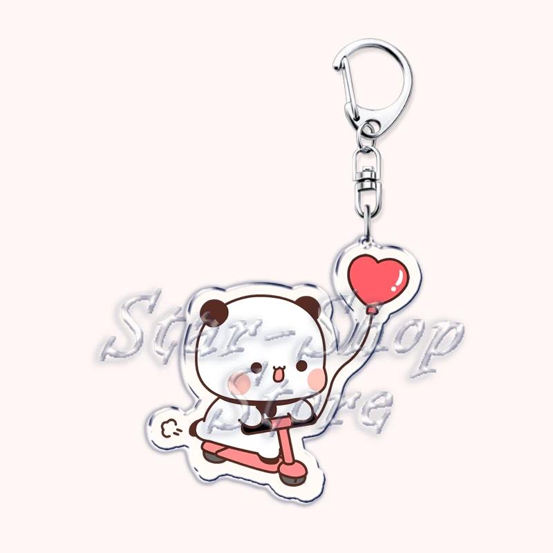 Lovely Bubu Eat Dudu Keychains Love Couple Grey Bear Panda Yier Keyring for Accessories Bag Key Chain Jewelry Fans Lover Gifts