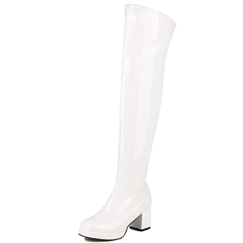 Sexy Overknee Boots For Women Patent Fetish Party Shoes Lady Heels Over the Knee Boots White Black Red Winter Long Fetish Shoes