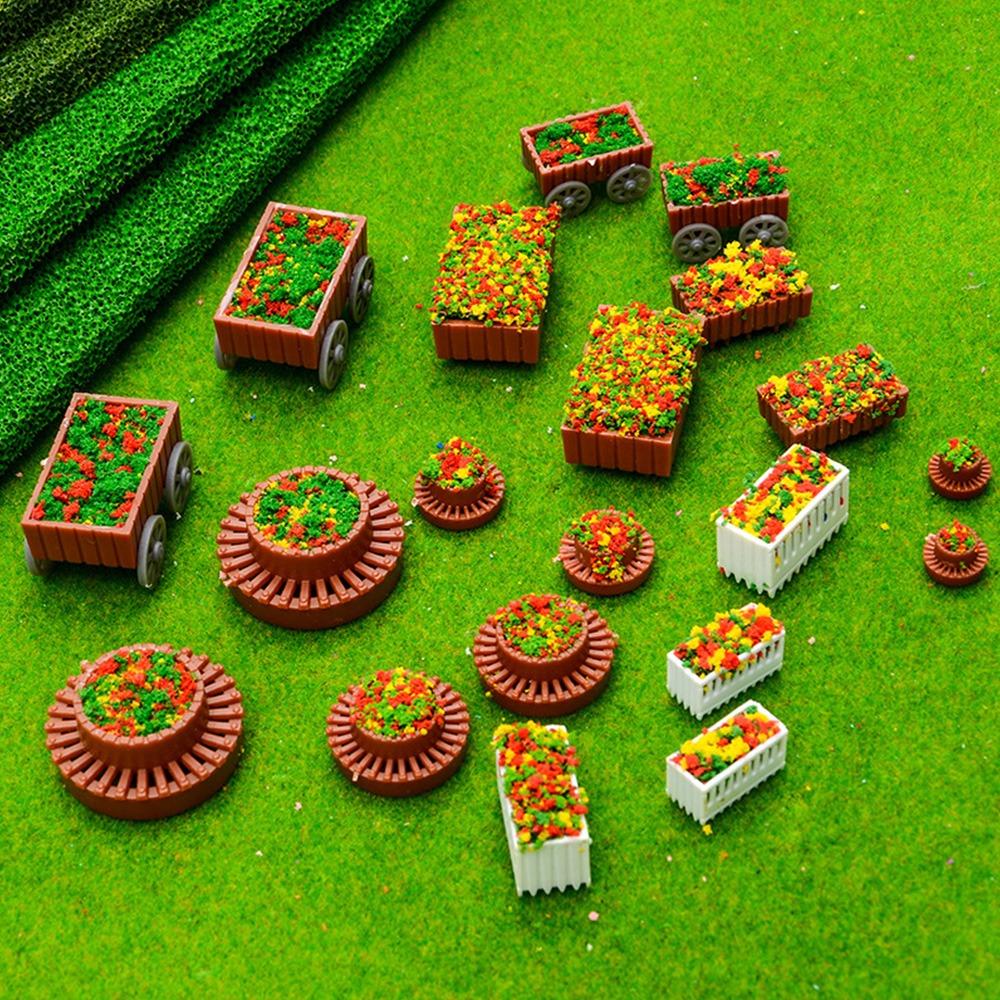 10pcs Plastic Simulation Flower Bed 1:50 1:75 Scale Garden Border  Minihouse Accessories