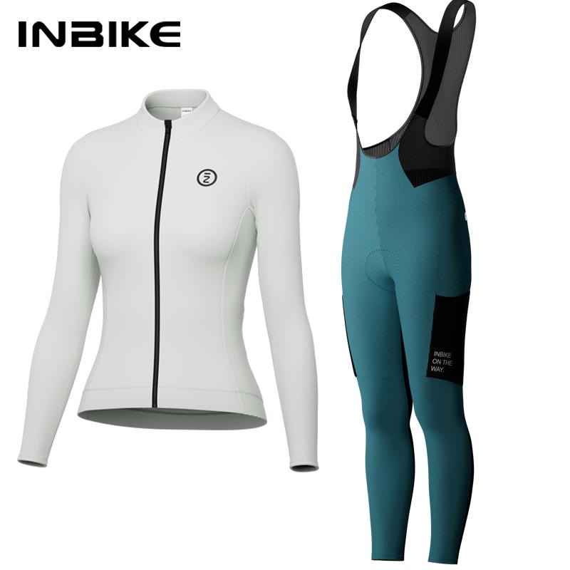 

Women Fleece Biking Clothing Jersey with Pockets Windproof Road Bike Pants MTB Clothing 2026 Long Sleeved Autumn Breathable Cycling Suit Set XS