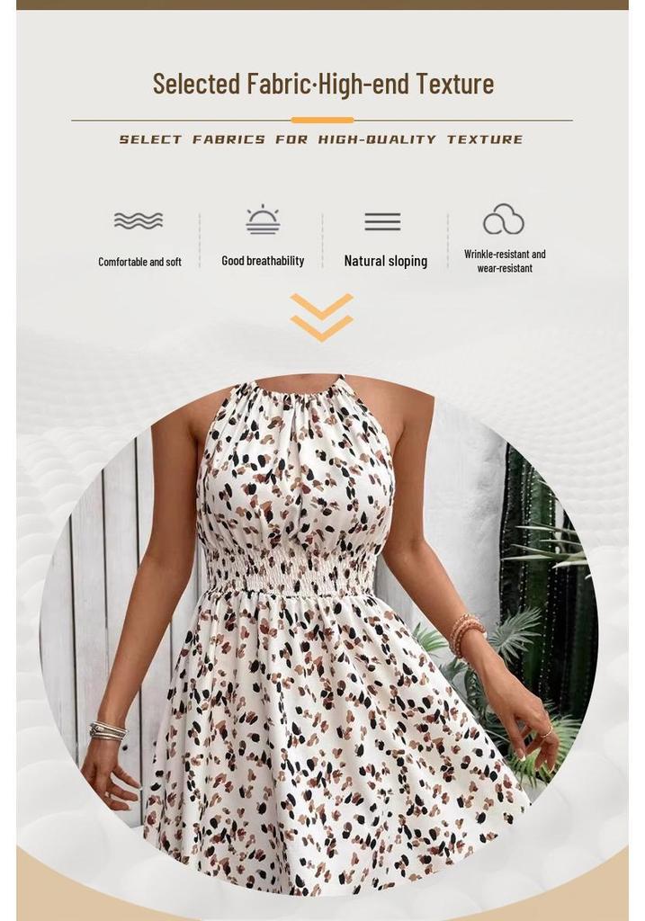 European Bohemian Halter Neck Ruffled Floral Mini Dress - Summer Vacation Beachwear for Women