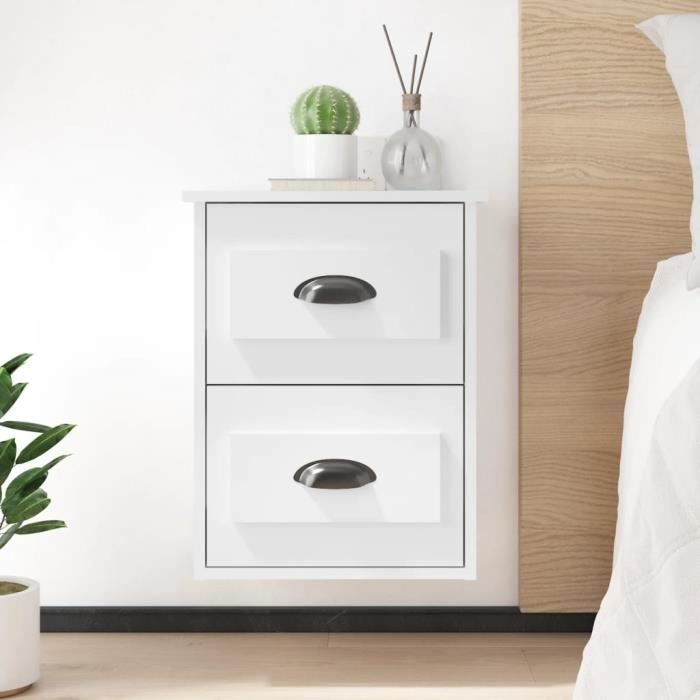 VidaXL Wall-mounted Bedside Table High Gloss White 41.5x36x53 Cm 816396