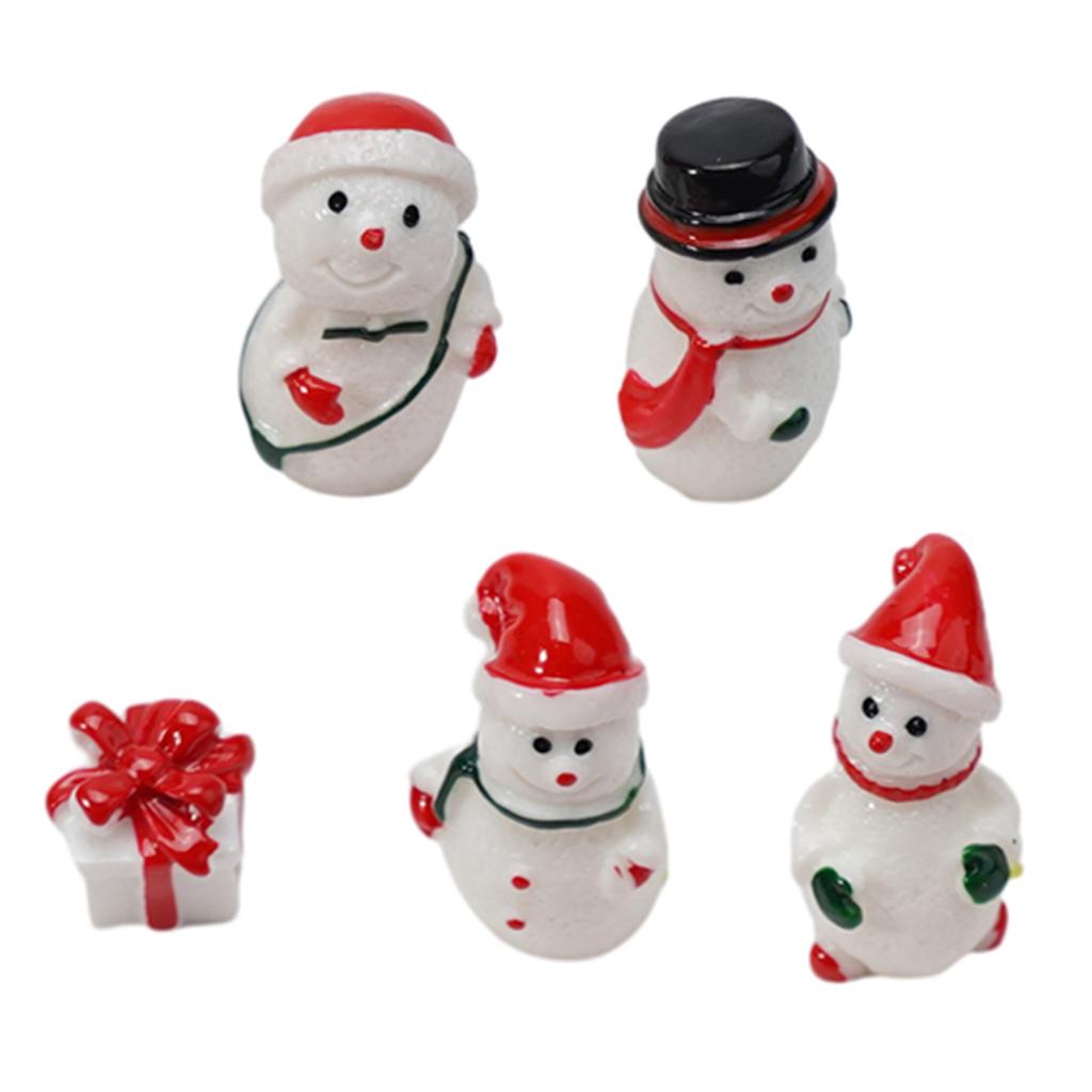 20pcs Resin Christmas Ornaments Miniature Pendant DIY Figurine Accessories Kit Bells Snowmen Santa Claus Christmas Hats