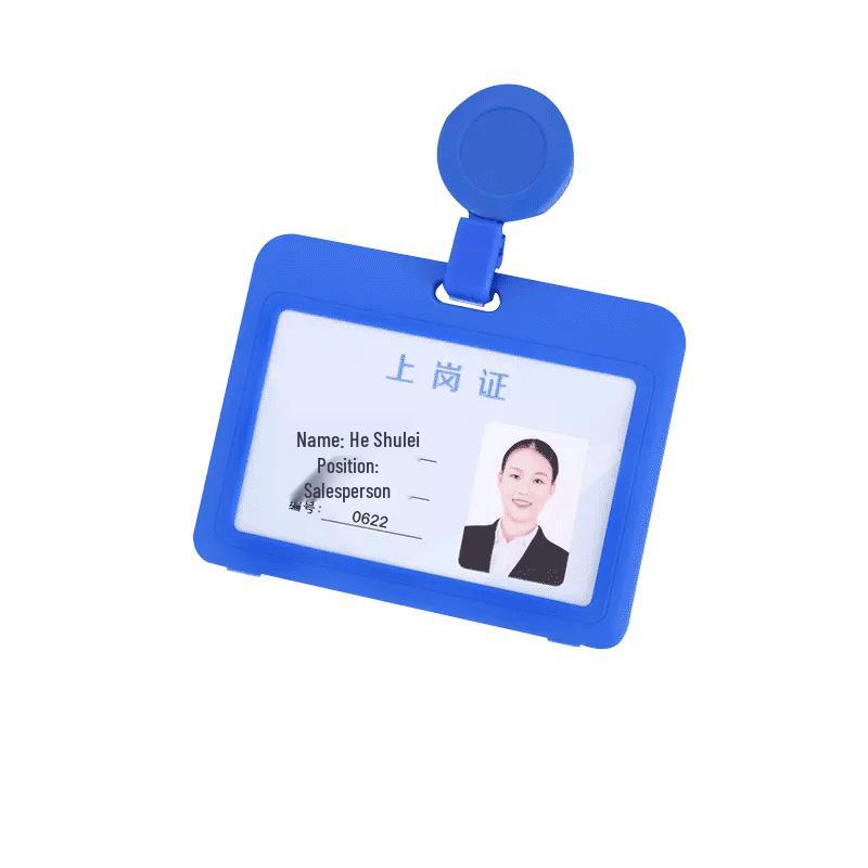 Double-sided Transparent ID Badge Holder with Retractable Buckle and Lanyard