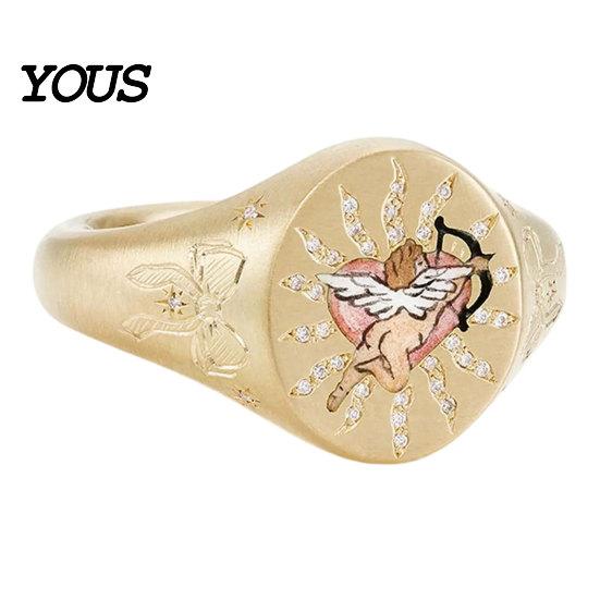 Electroplated Ring Finger Ring, Butterfly Heart Rabbit Pattern Band, Imitation Design Technology for Lover Daily Wear Accessories Special-shaped