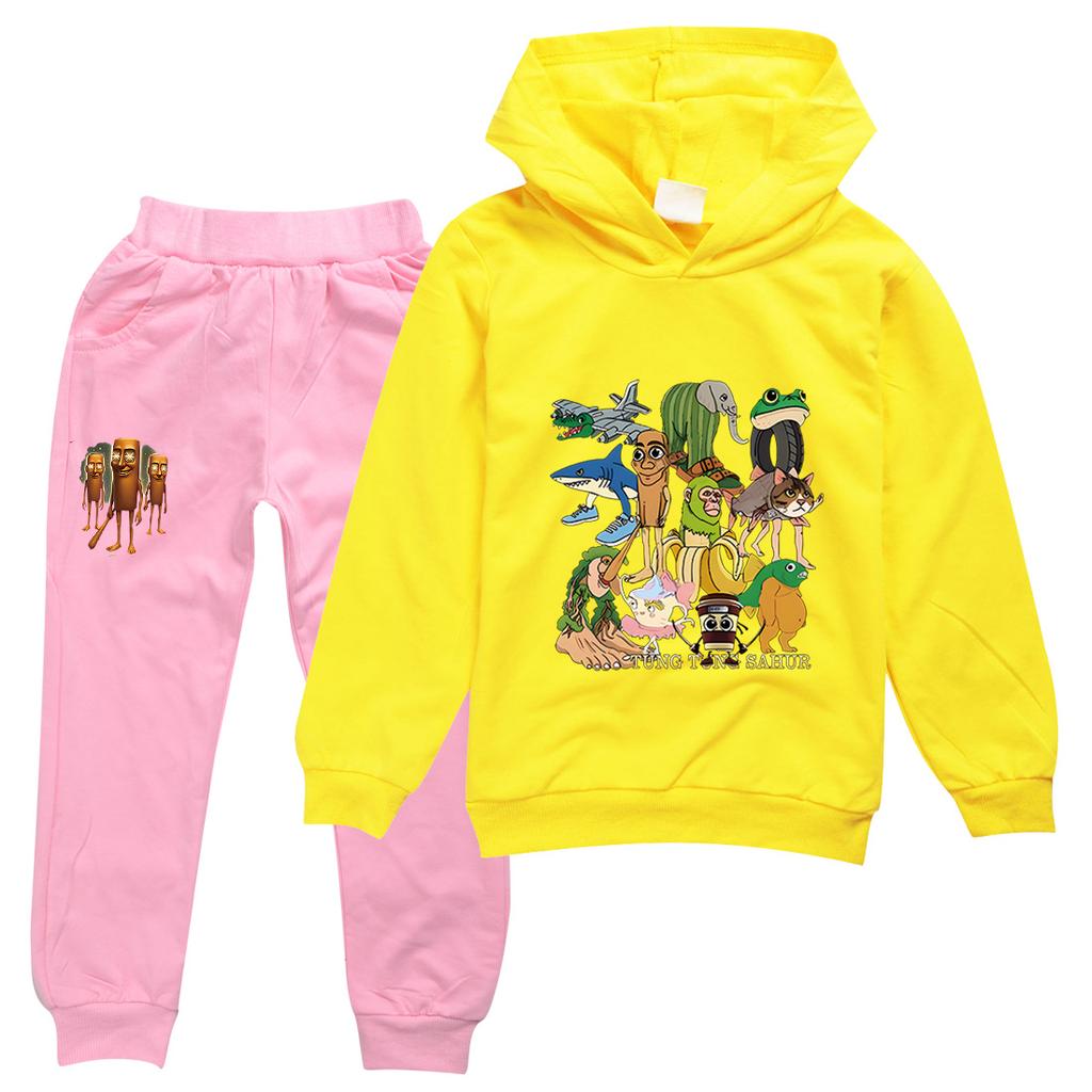TZWYTralalero Tralala Hoodie Kinder Italienisches Gehirnfäule Kleidung Junioren Jungen Mädchen Kapuzenpullover Jacke Hose 2-teiliges Set Kinder-Sets