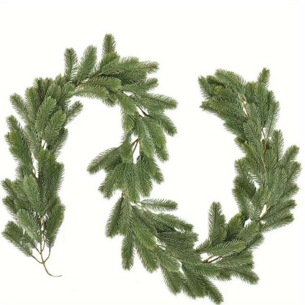 1Pc Holiday Decoration Soft Glue Pine Needle Cypress Pine Leaf Simulation Rattan Wall Hanging, Used for Outdoor Holiday Ceremony Decoration