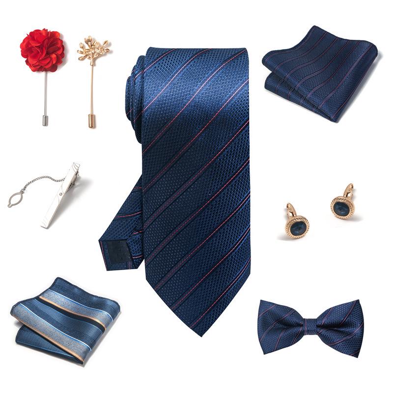 Luxury Groom Tie, Pocket Square & Boutonniere Gift Set for Weddings