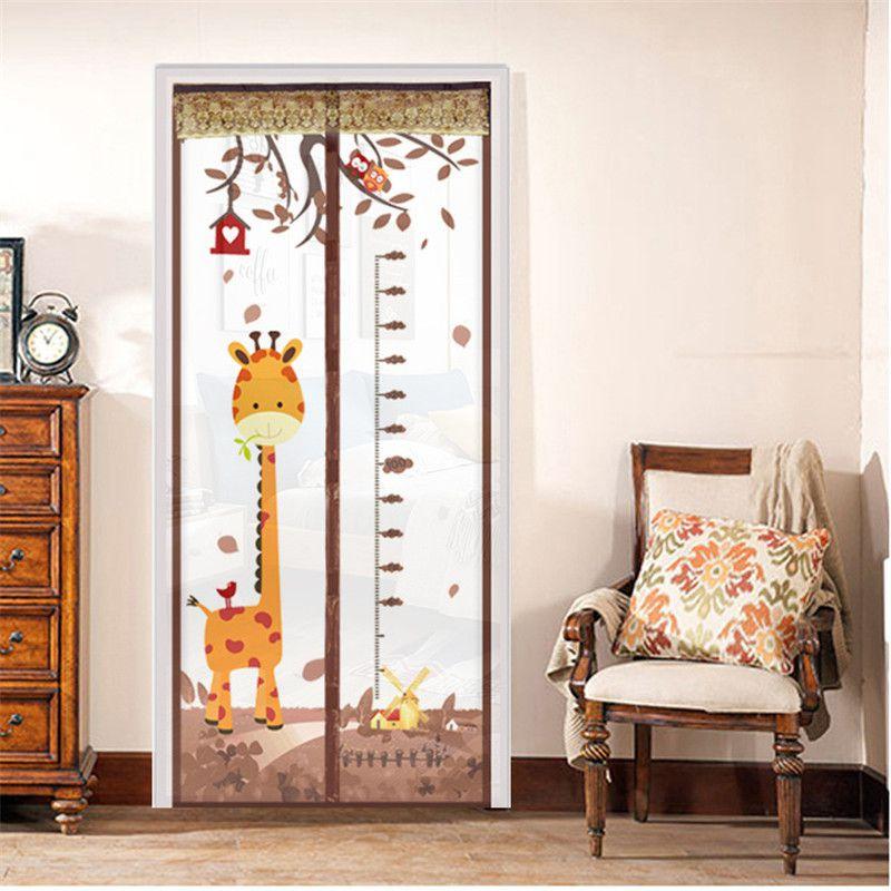 Curtain Mosquito Anti Net Magnetic Door Cartoon Pattern Automatically Shut Mesh