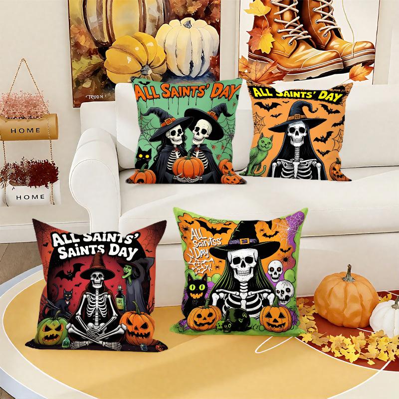 Nytt europeisk og amerikansk stil Halloweenfest Putetrekk Spøkelsesfestival Gresskar Atmosfære Dekorativ Atmosfære Putetrekk