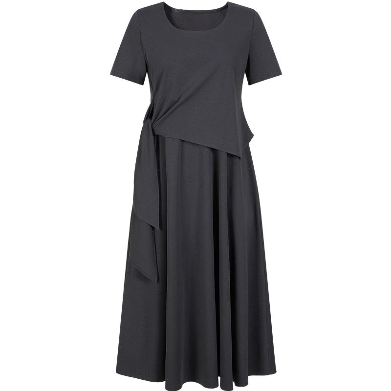 Jiu Zi Anna Kou Elegant Romantic Belted Faux Two-piece Dress S