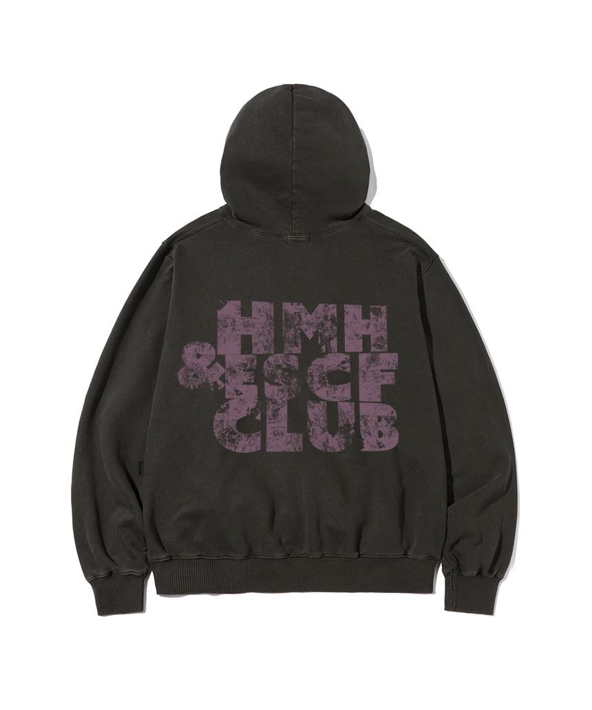 Escape From Hmh Club Print Pigment Hoodie Charcoal L